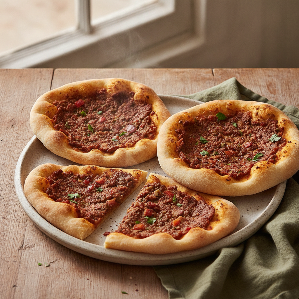 Lahm bil Ajeen: Middle Eastern Flatbread Meat Pizzas