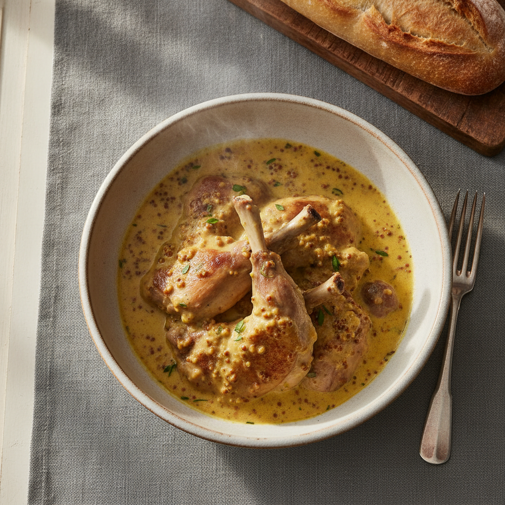 Rabbit in Creamy Dijon Mustard Sauce