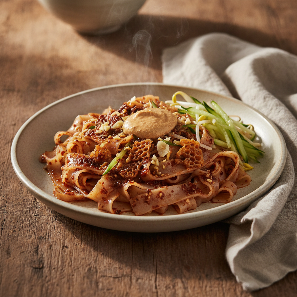 Liangpi — Shaanxi Cold-Skin Wheat Noodles with Sesame Chili Oil