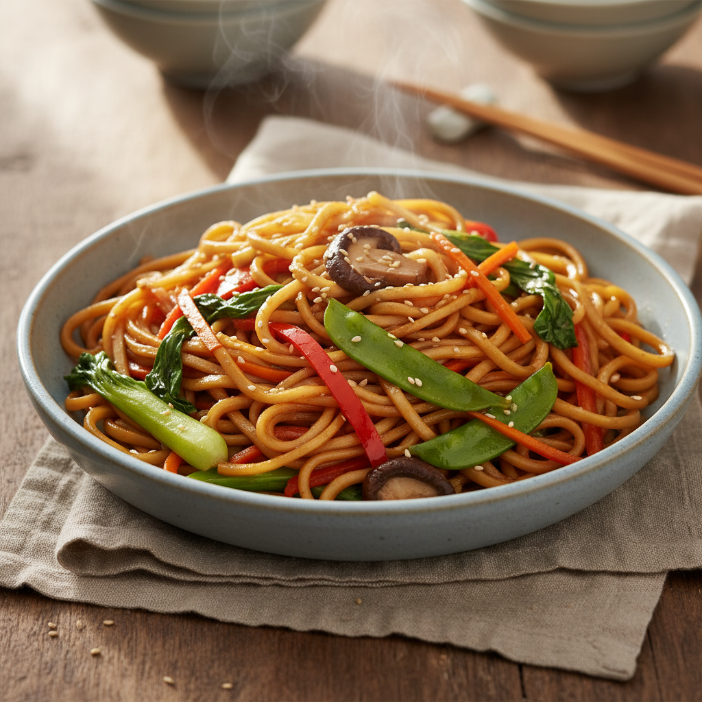 Lo Mein with Vegetables: Chewy Noodles, Sesame Oil Finish