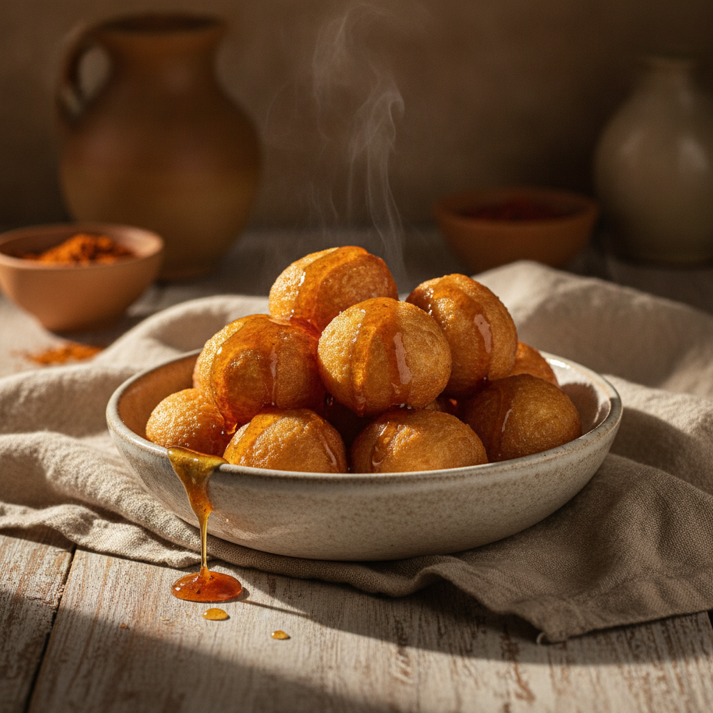 Crispy Sweet Fried Dough Dumplings with Syrup (Luqaimat)