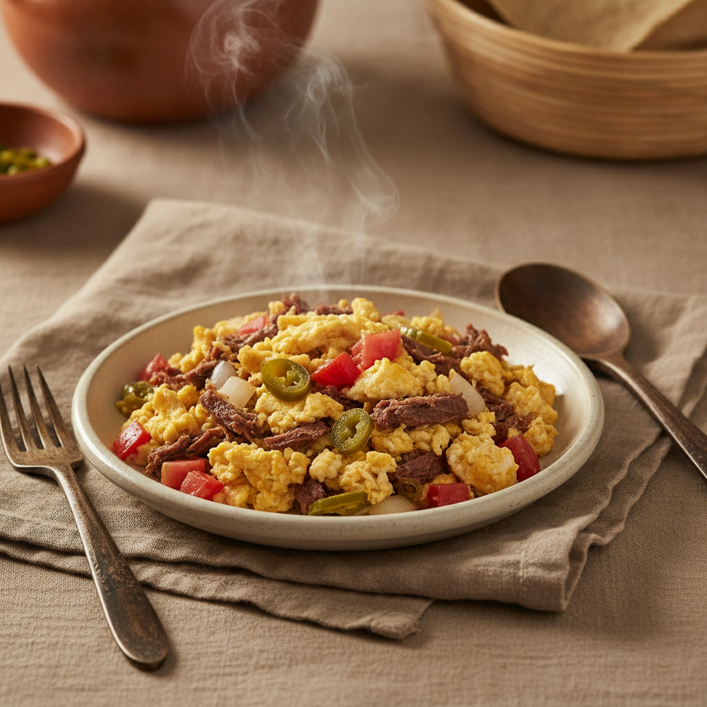 Machaca con Huevo: Dried Beef Scrambled Eggs
