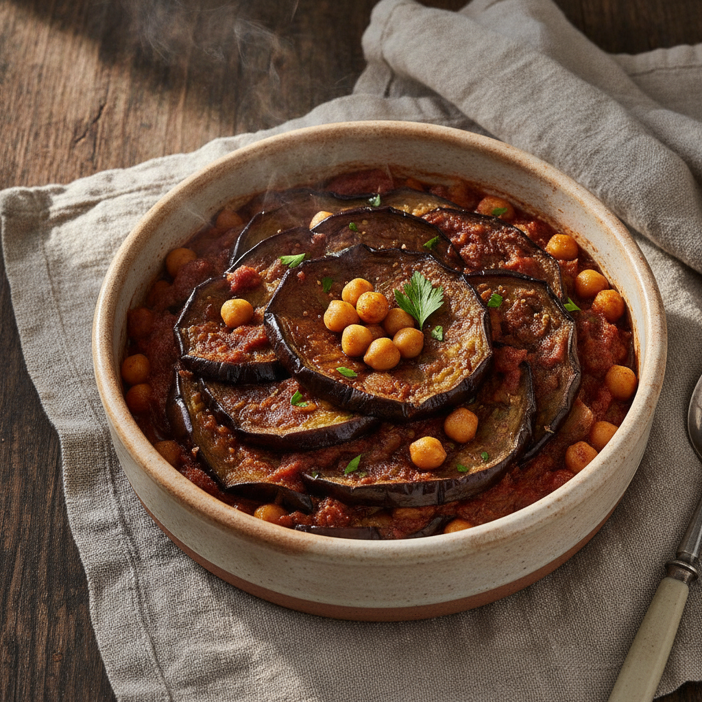 Maghmour: Lebanese Vegetarian Eggplant Chickpea Moussaka
