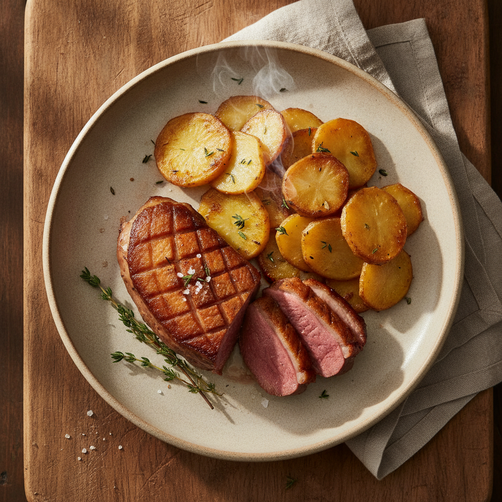 Seared Duck Breast with Sarladaise Potatoes