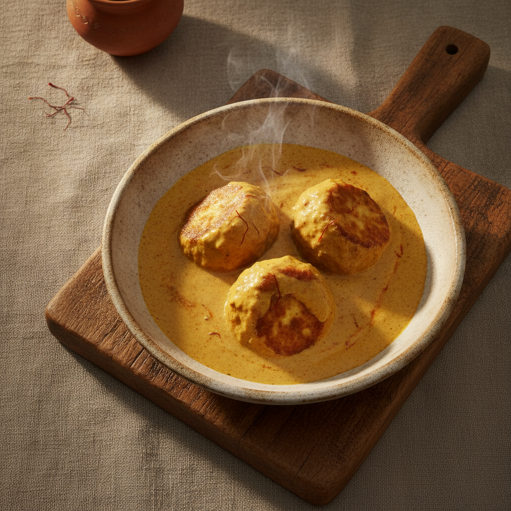 Malai Kofta — paneer dumplings in saffron-cream sauce