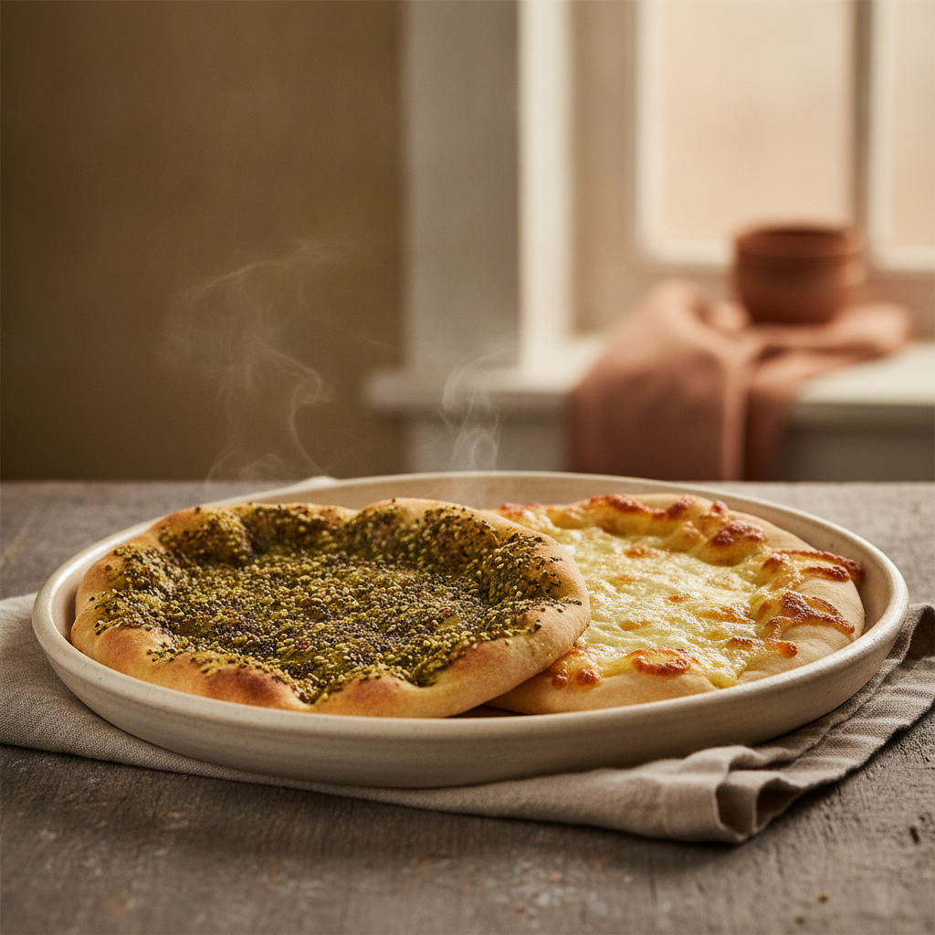 Manakish: Za'atar and Cheese Flatbread