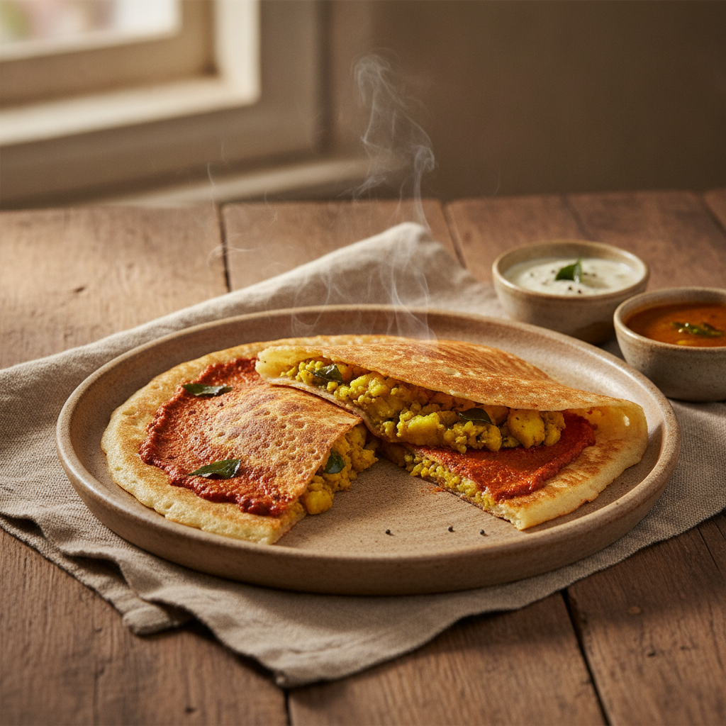 The Mysore Masala Dosa: Crispy Crepe, Secret Red Chutney, Perfect Aloo Filling