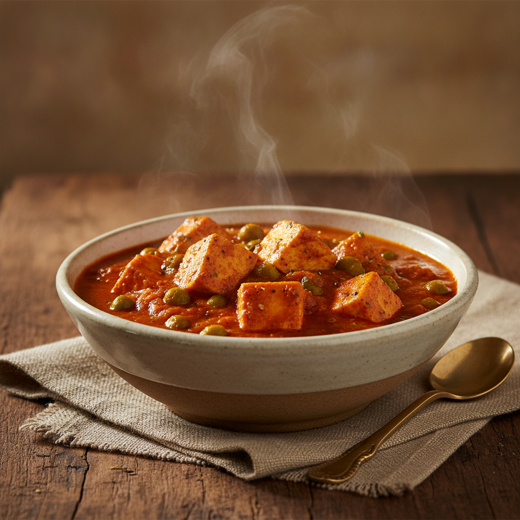 Matar Paneer: Paneer and Green Peas in a Proper Ginger-Tomato Gravy