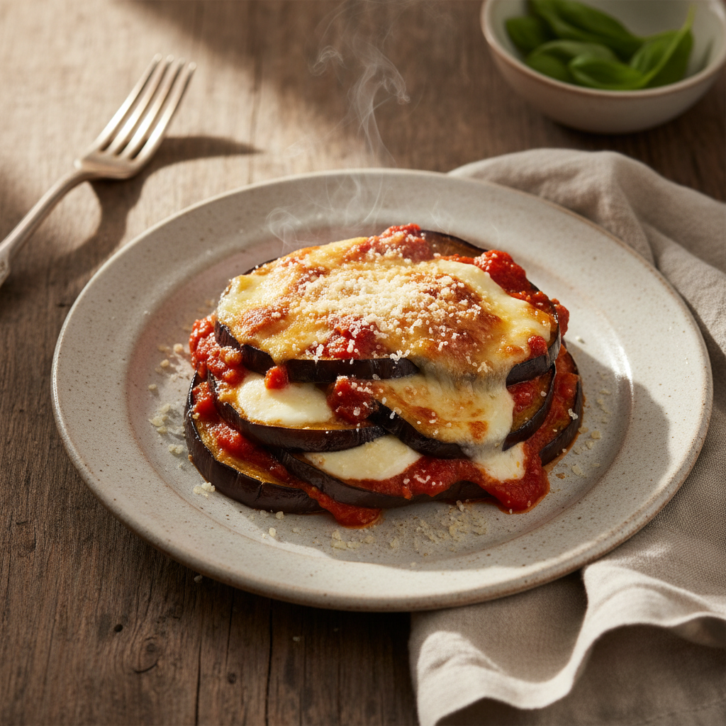 Italian Eggplant Parmigiana — Fried, Layered, No Breadcrumbs