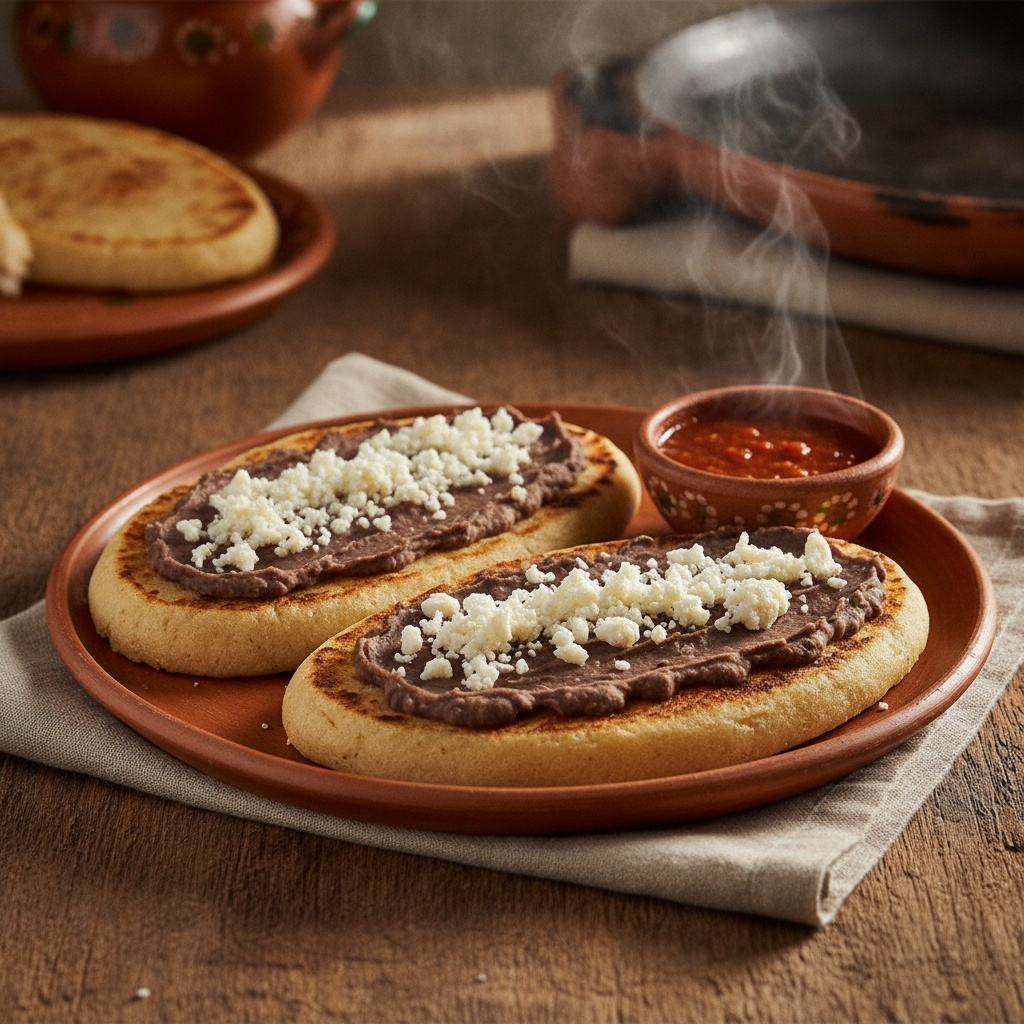 Memelas con Frijoles — Mexico City’s Oval Masa Cakes with Refried Beans