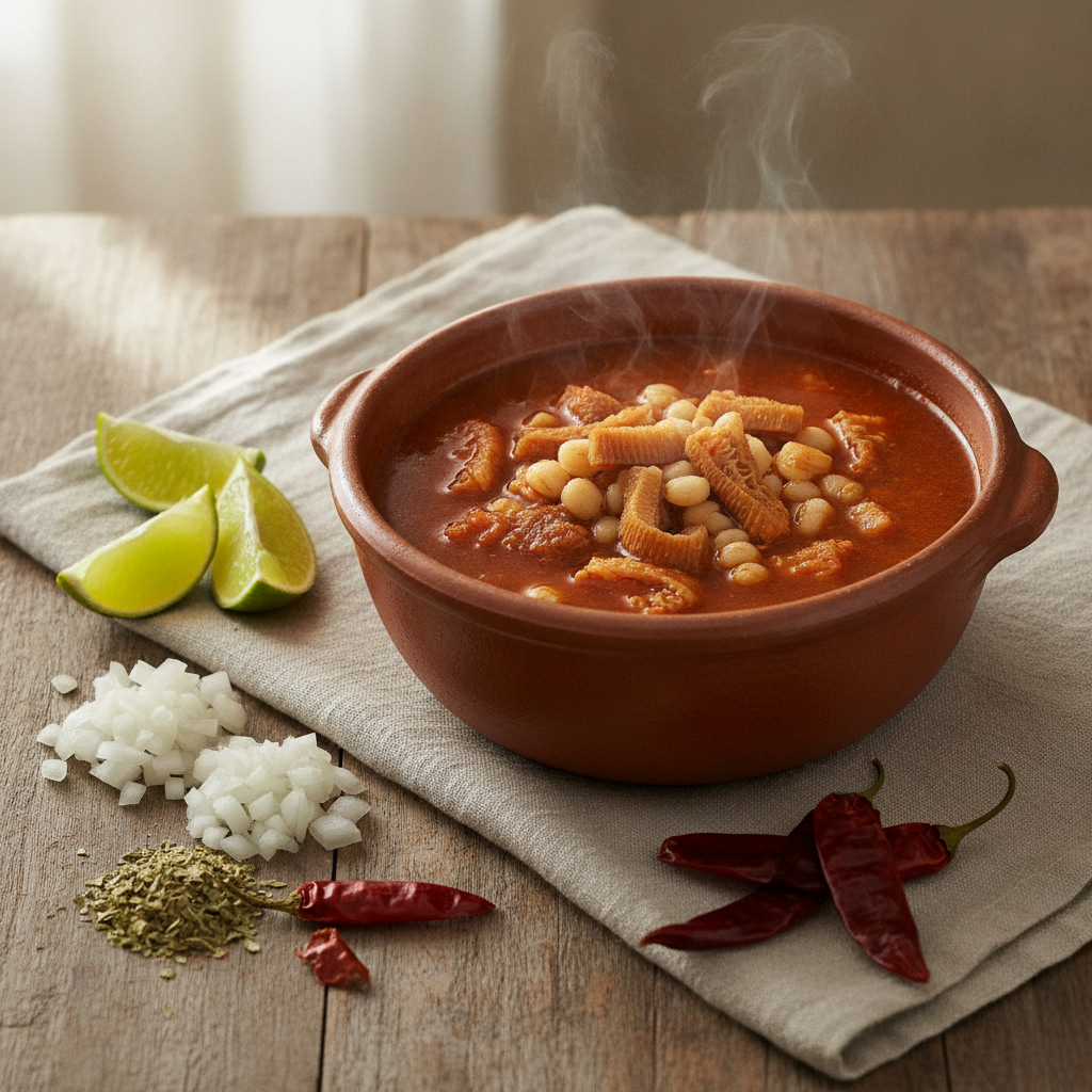 Menudo Rojo — Slow-Simmered Tripe and Hominy in Red Chile Broth