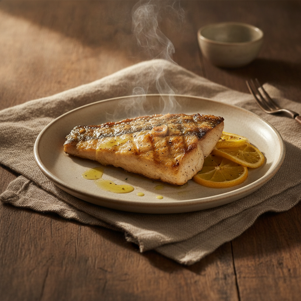 Simple Grilled Grouper Fillet with Lemon