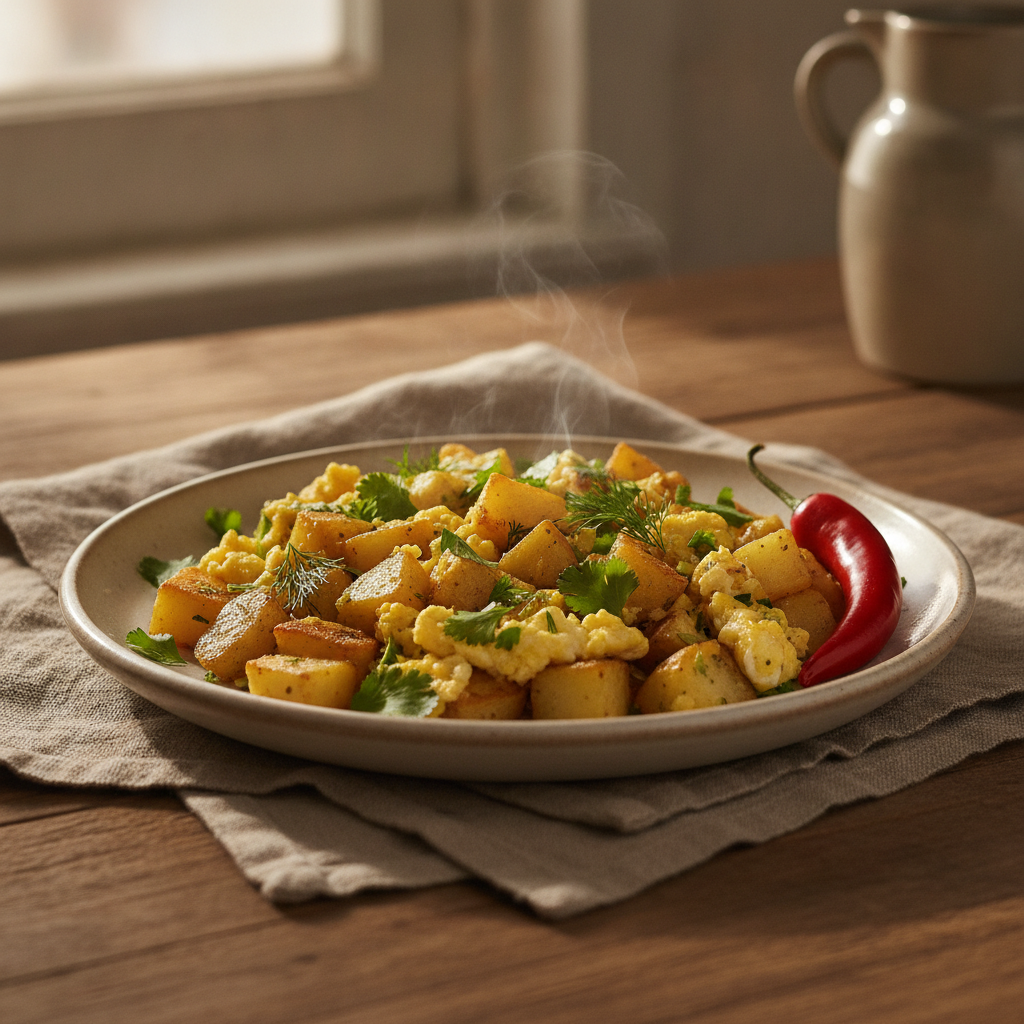 Mfarakeh Scrambled Eggs Potatoes and Herbs