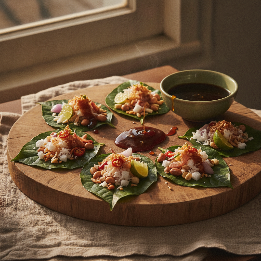 Traditional Thai One-Bite Leaf Wraps