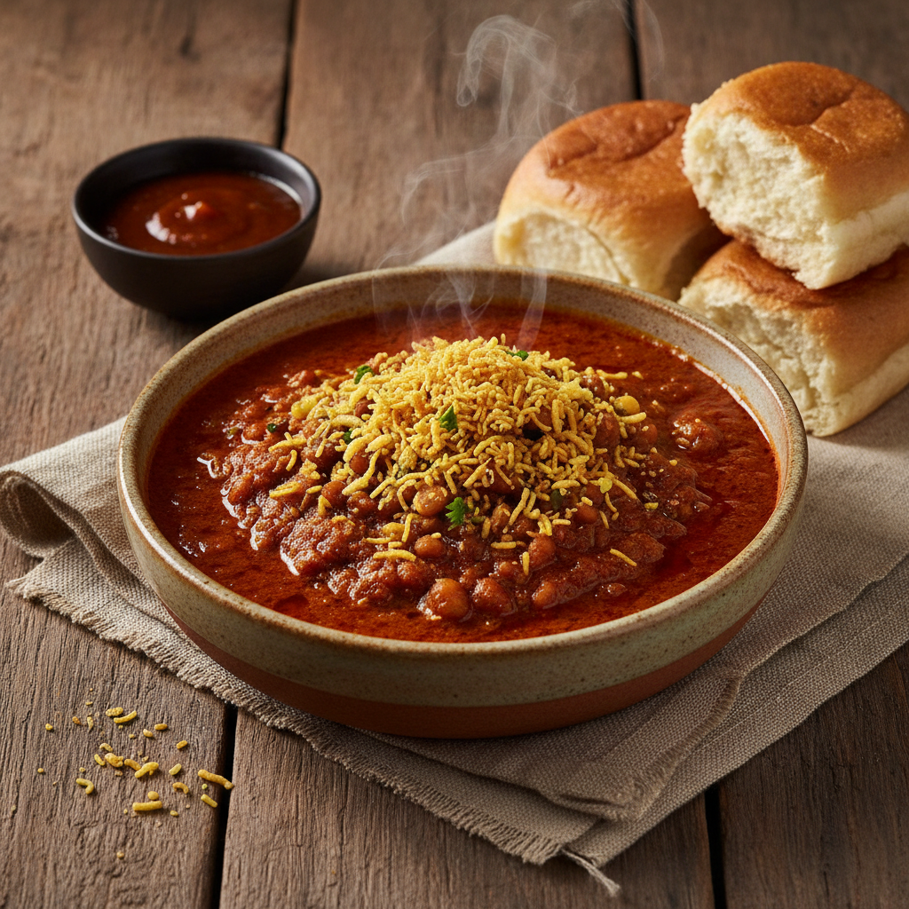 Misal Pav: Maharashtra's Fiery Sprouted Lentil Curry with Crunchy Farsan