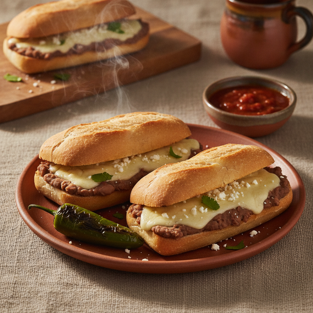 Molletes: Mexican Open-Faced Bean and Cheese Sandwiches