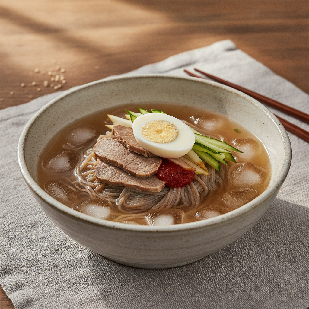 Refreshing Chilled Buckwheat Noodles in Broth