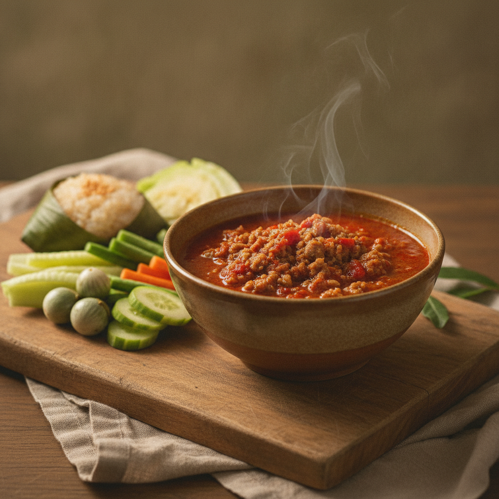 Northern Thai Chili Dip with Minced Pork and Tomatoes