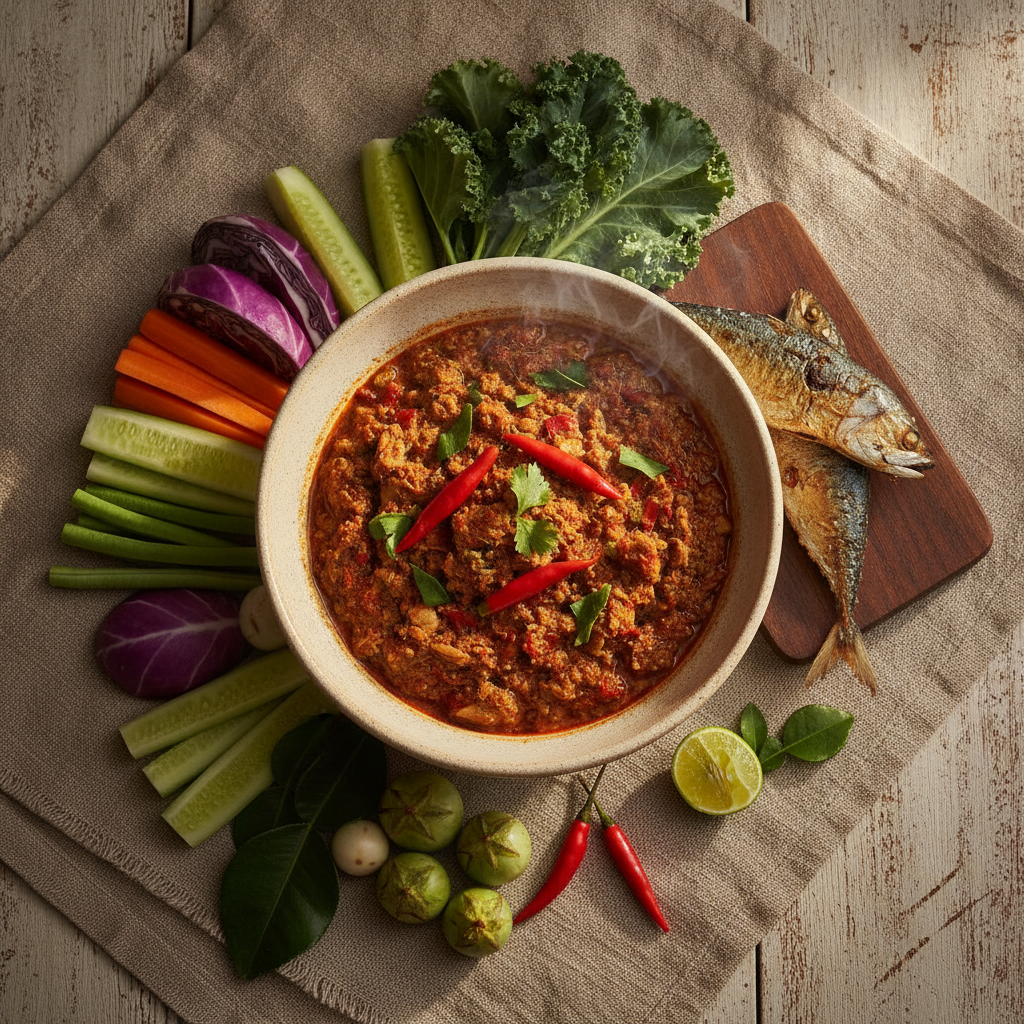 Spicy Mackerel Chili Dip with Fresh Vegetables
