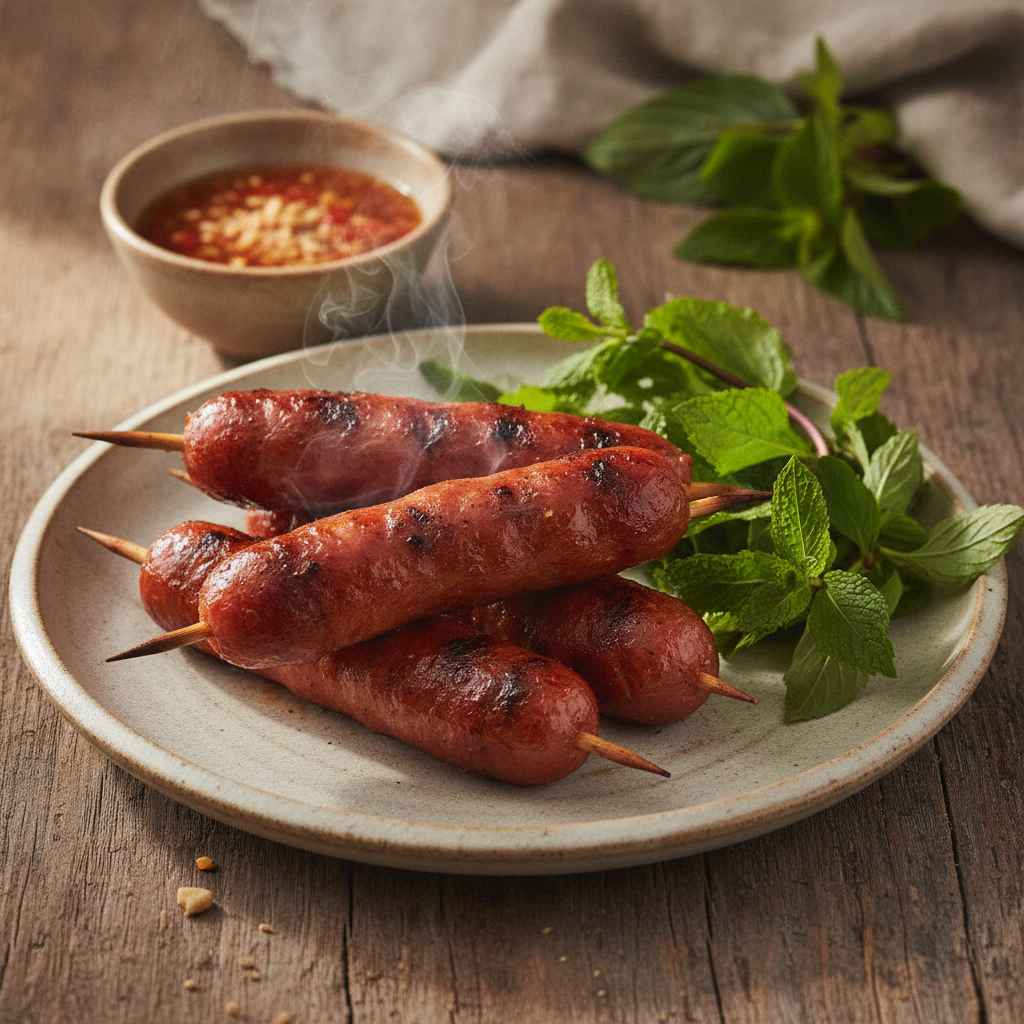 Grilled Pork Sausage Skewers with Fresh Herbs