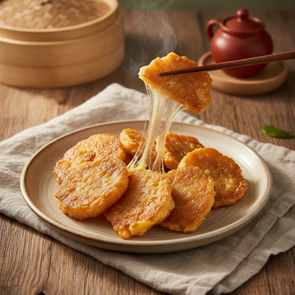 Cantonese Pan-Fried Nian Gao (年糕): Crispy Egg-Battered New Year Rice Cake