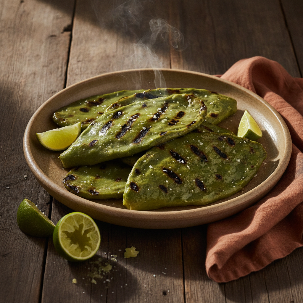 Nopales Asados: Grilled Cactus Paddles with Lime