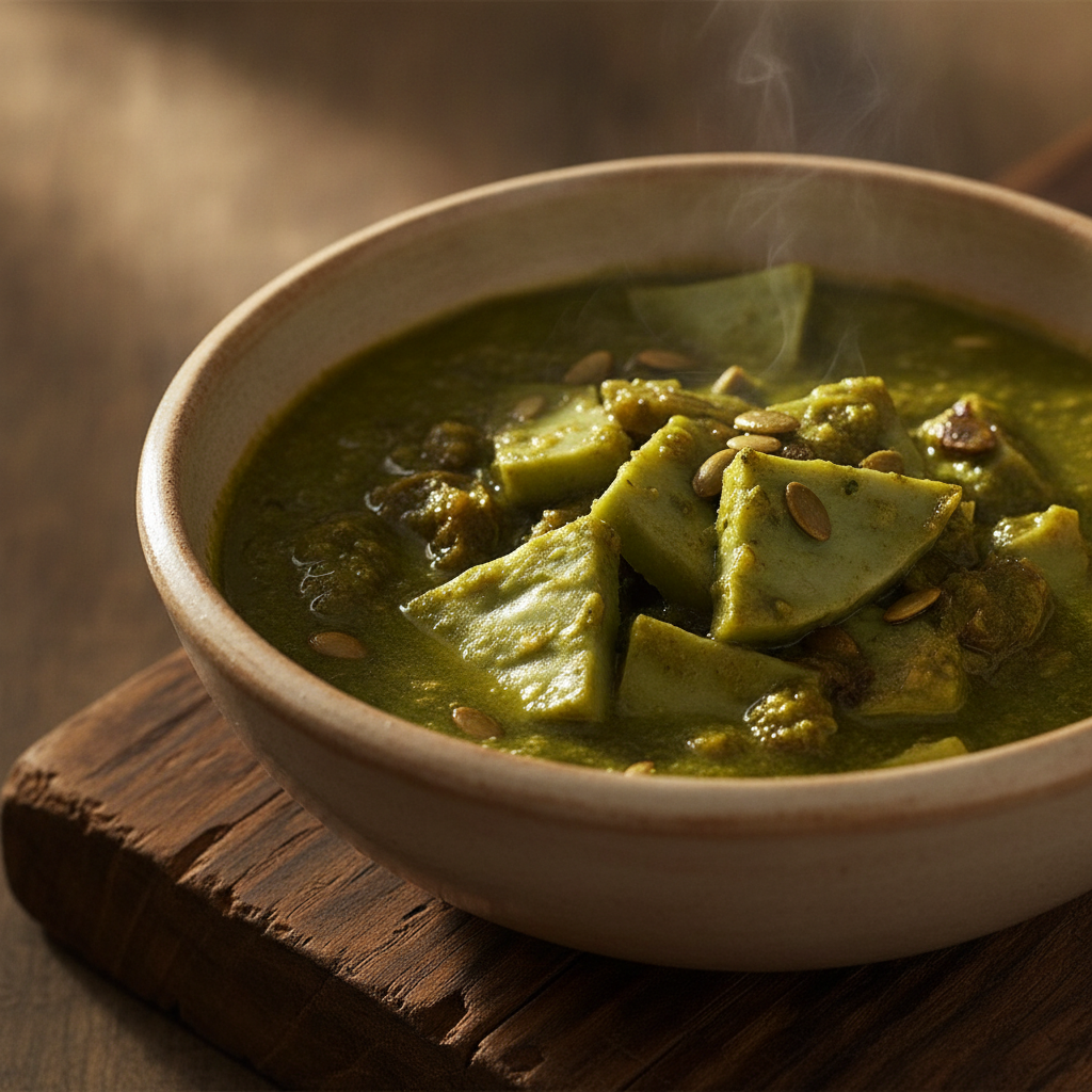 Nopales en Pipián Verde: Cactus Paddles in Toasted Pumpkin Seed Sauce