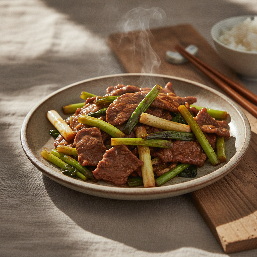 Northern Chinese Stir-fried Beef with Scallions