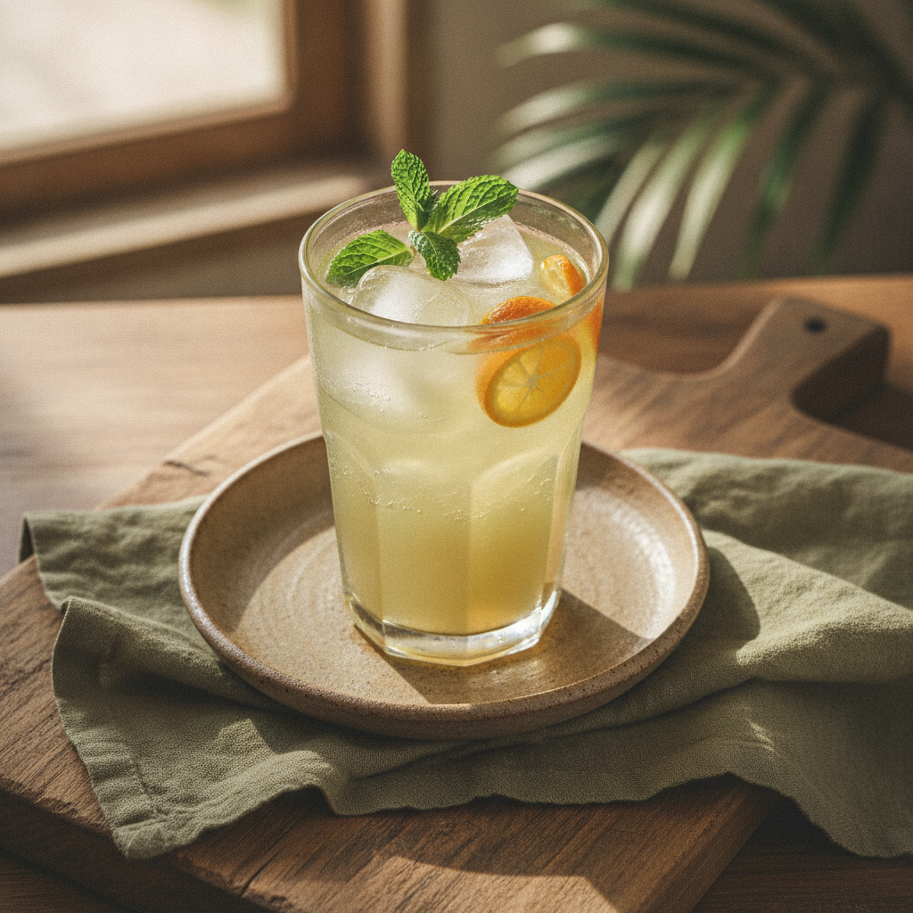 Fresh Sugarcane Juice with Kumquat and Ice