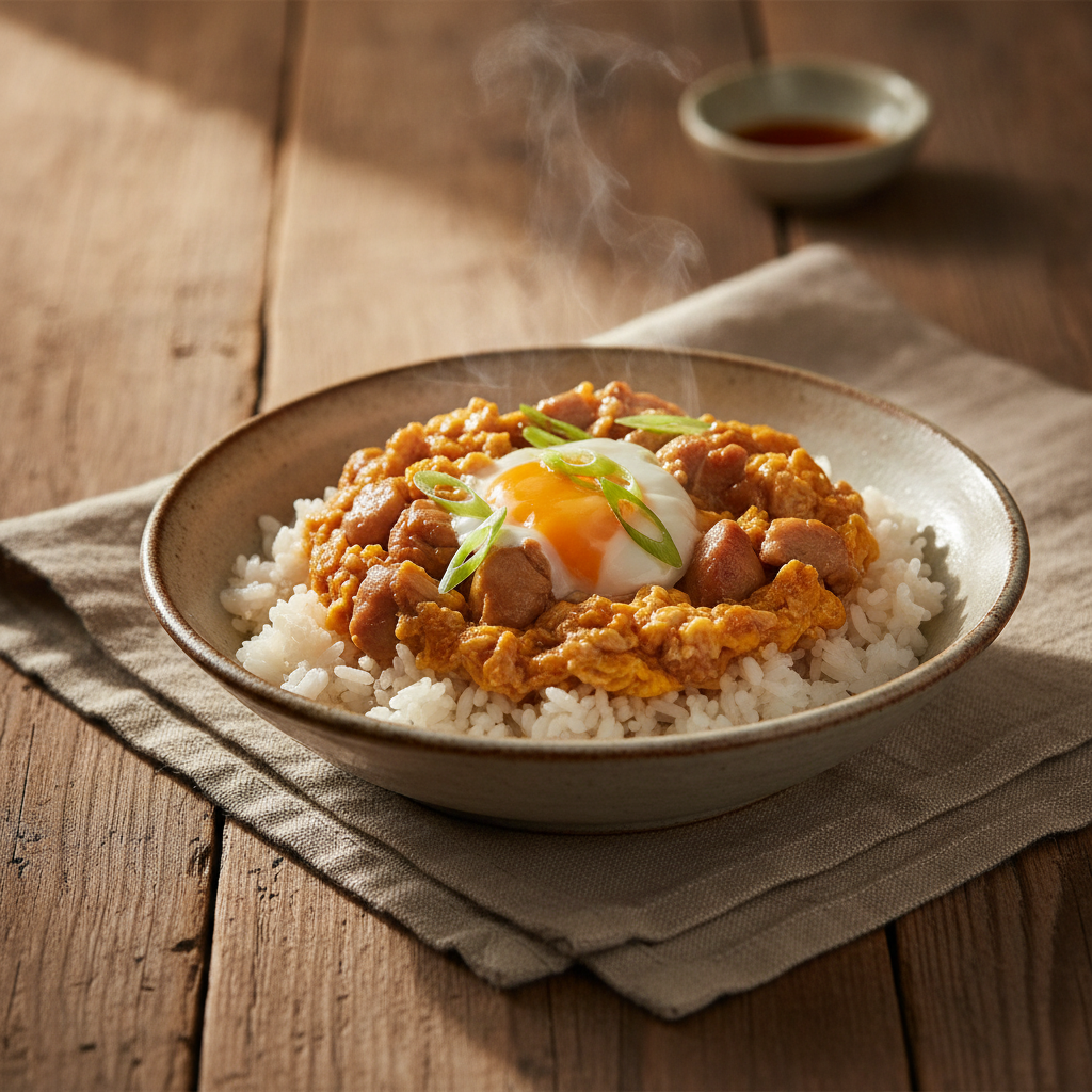 Savory Oyakodon Chicken and Egg Rice Bowl