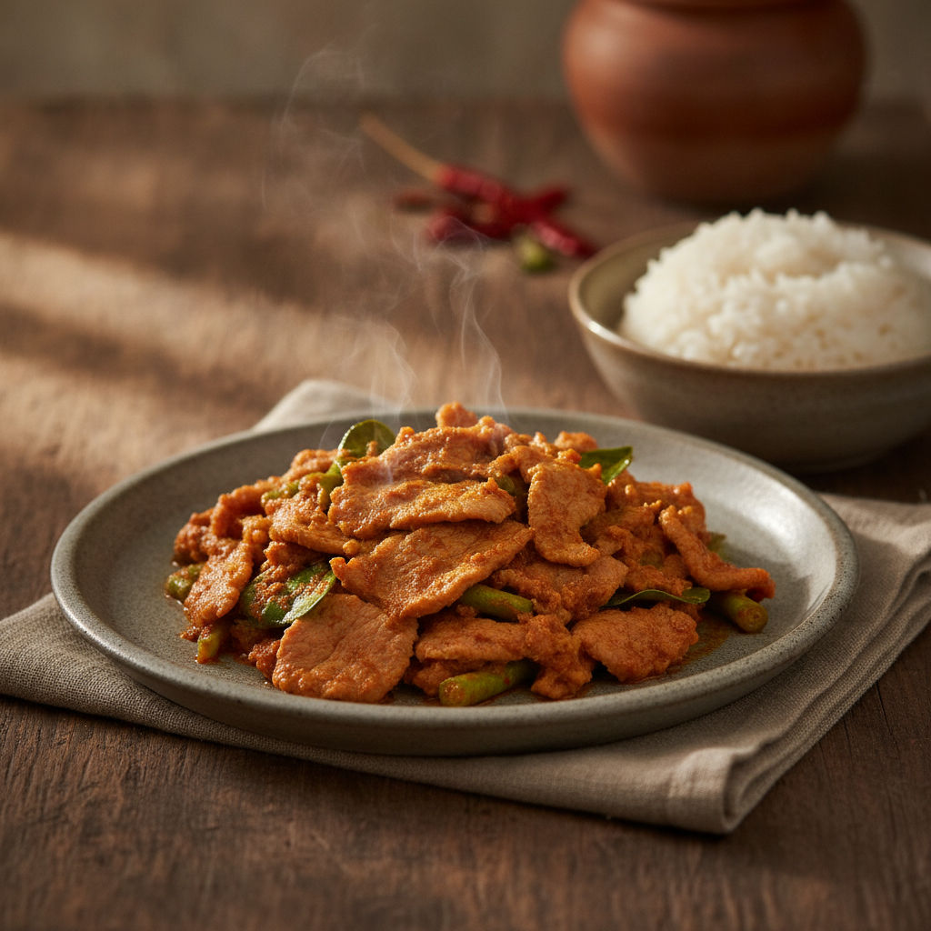 Stir-fried Red Curry Paste with Pork