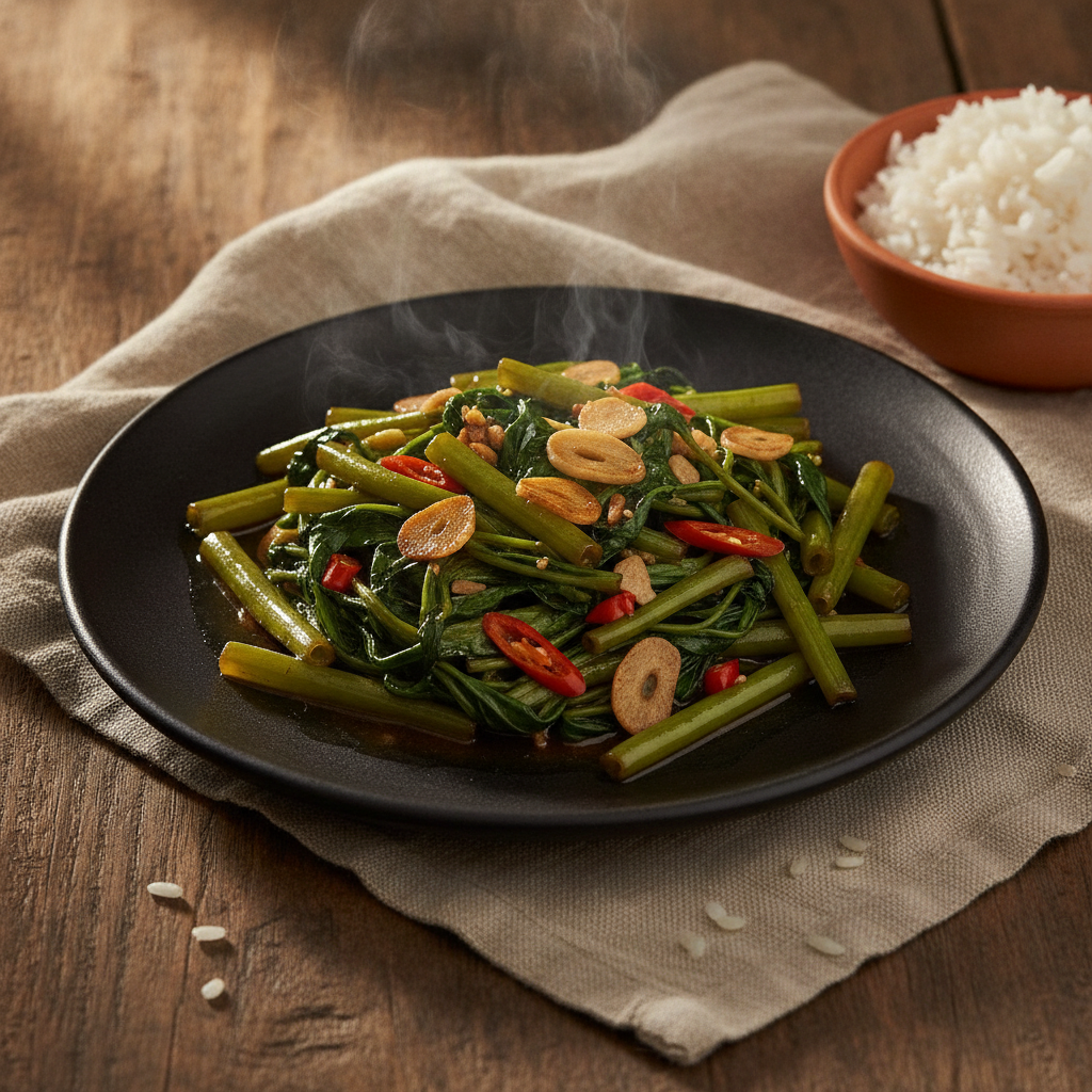 Stir-fried Morning Glory with Garlic and Chili