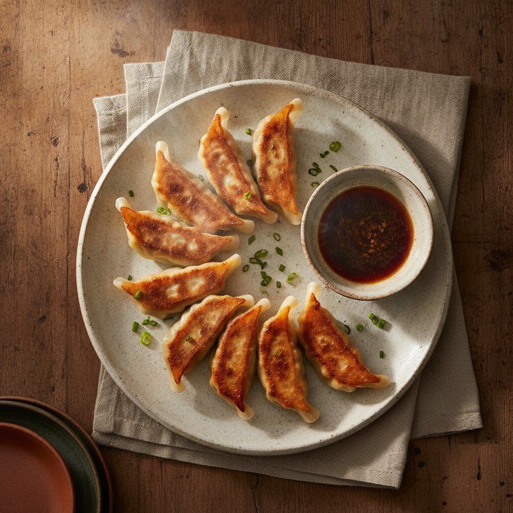 Pan Fried Pork and Vegetable Gyoza Dumplings