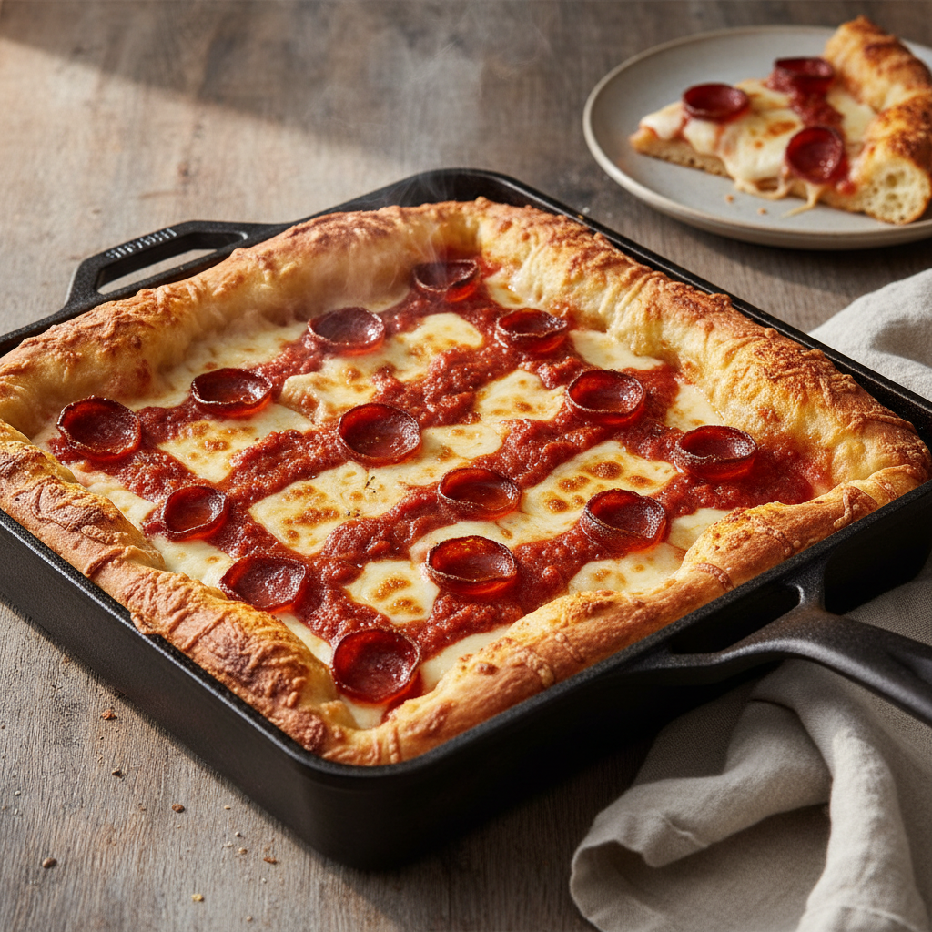 Cast-Iron Pan Pizza — Detroit-Style Frico Crust at Home