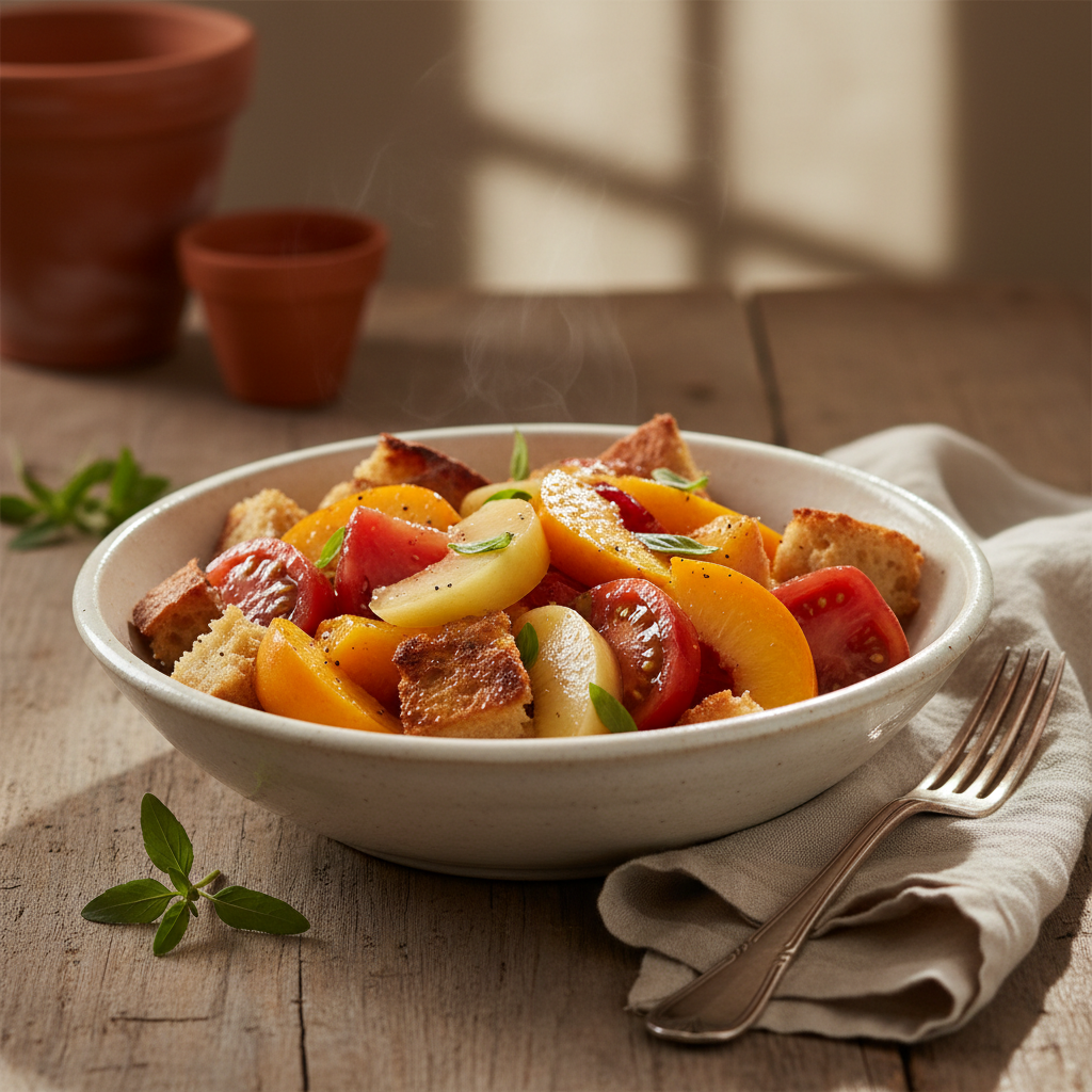 Stone Fruit Panzanella — Torn Bread, Peaches, Peak-Season Tomatoes