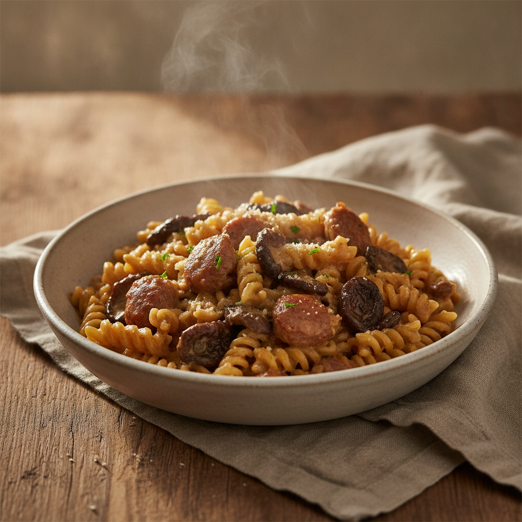 Pasta alla Boscaiola — Sausage, Porcini, and Cream the Northern Italian Way