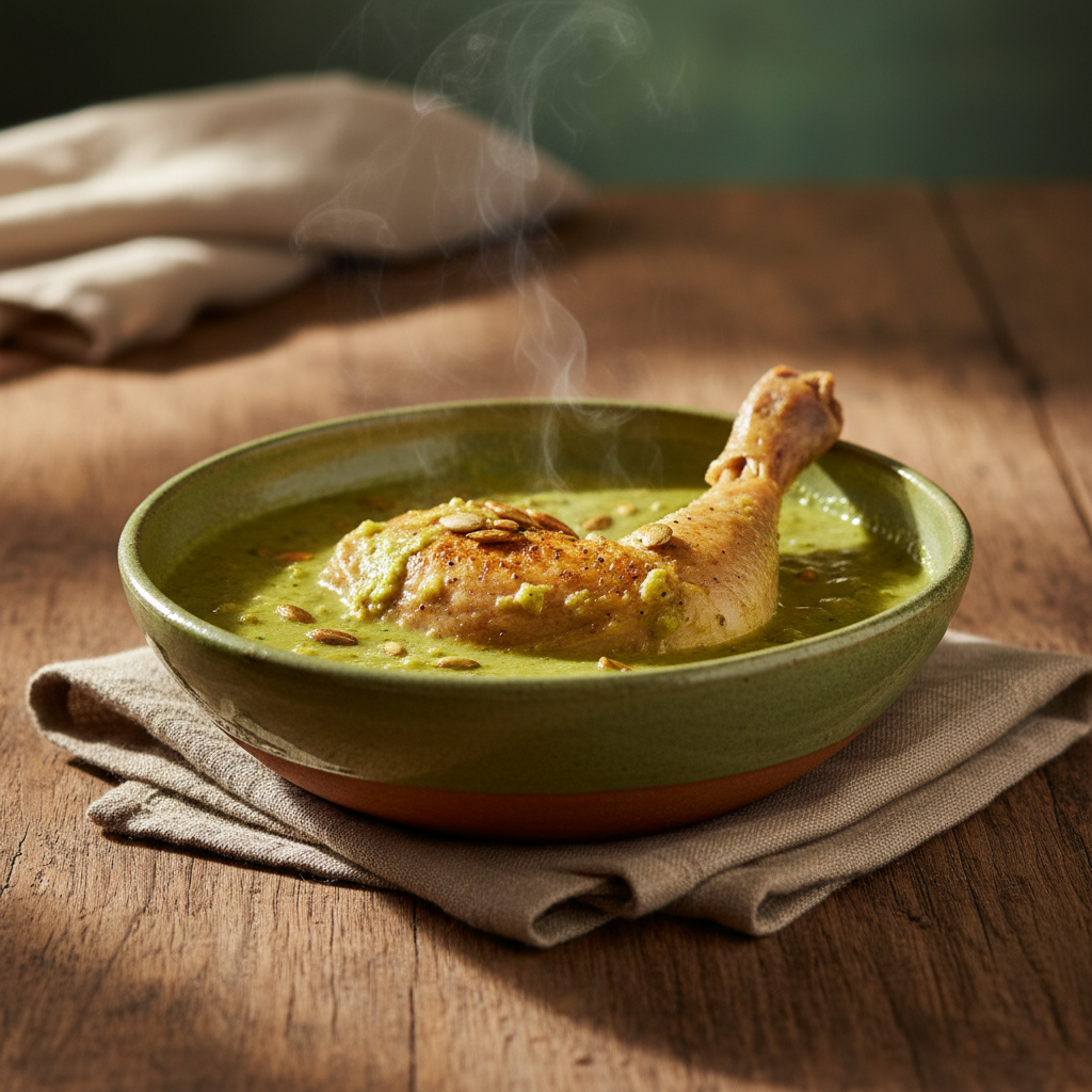 Pepián Verde — Pumpkin seed sauce with pork or chicken