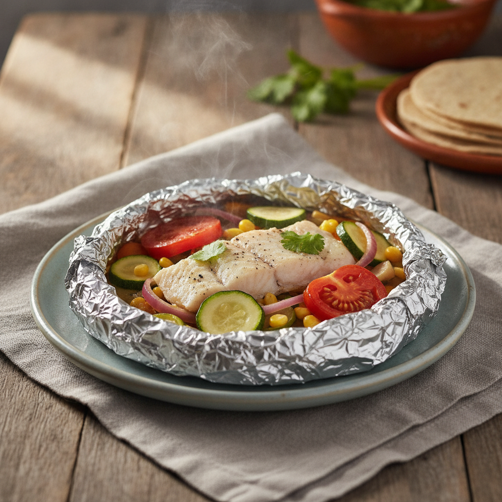 Pescado Empapelado: Steamed Fish and Vegetables in Foil