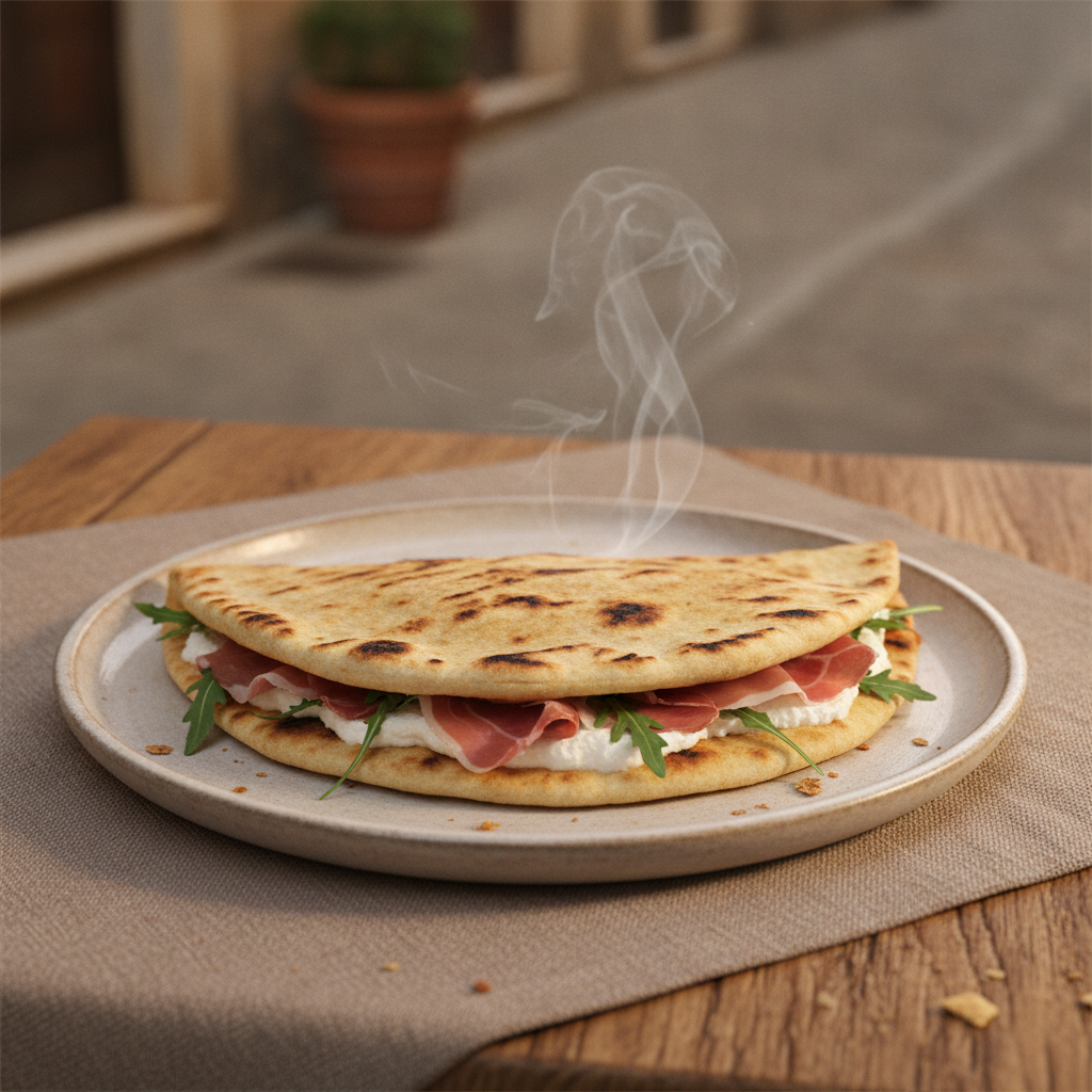 Piadina Romagnola: Lard-Enriched Flatbread with Squacquerone and Prosciutto