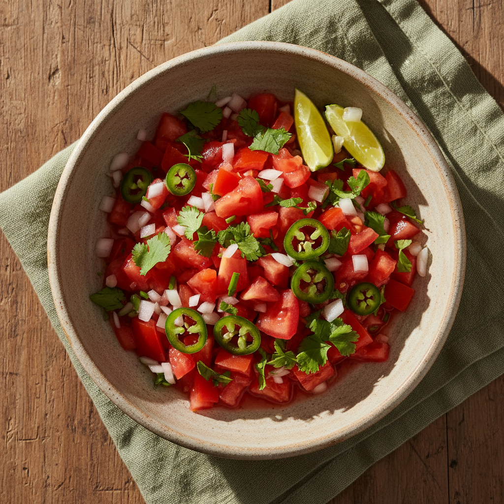 Pico de Gallo — Raw tomato and serrano salsa