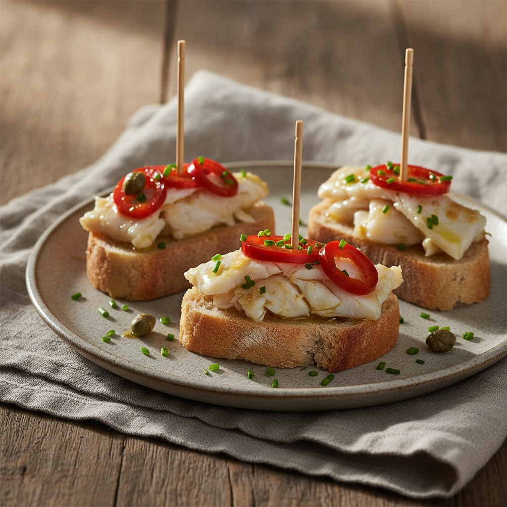 Pinchos de Bacalao: Basque Bar-Top Salt Cod Pintxos