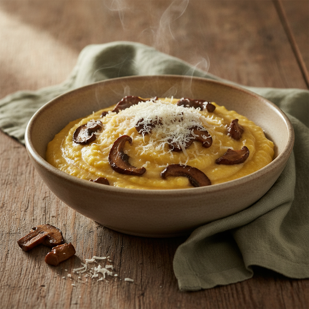 Slow-Stirred Polenta with Porcini Mushrooms and Parmigiano