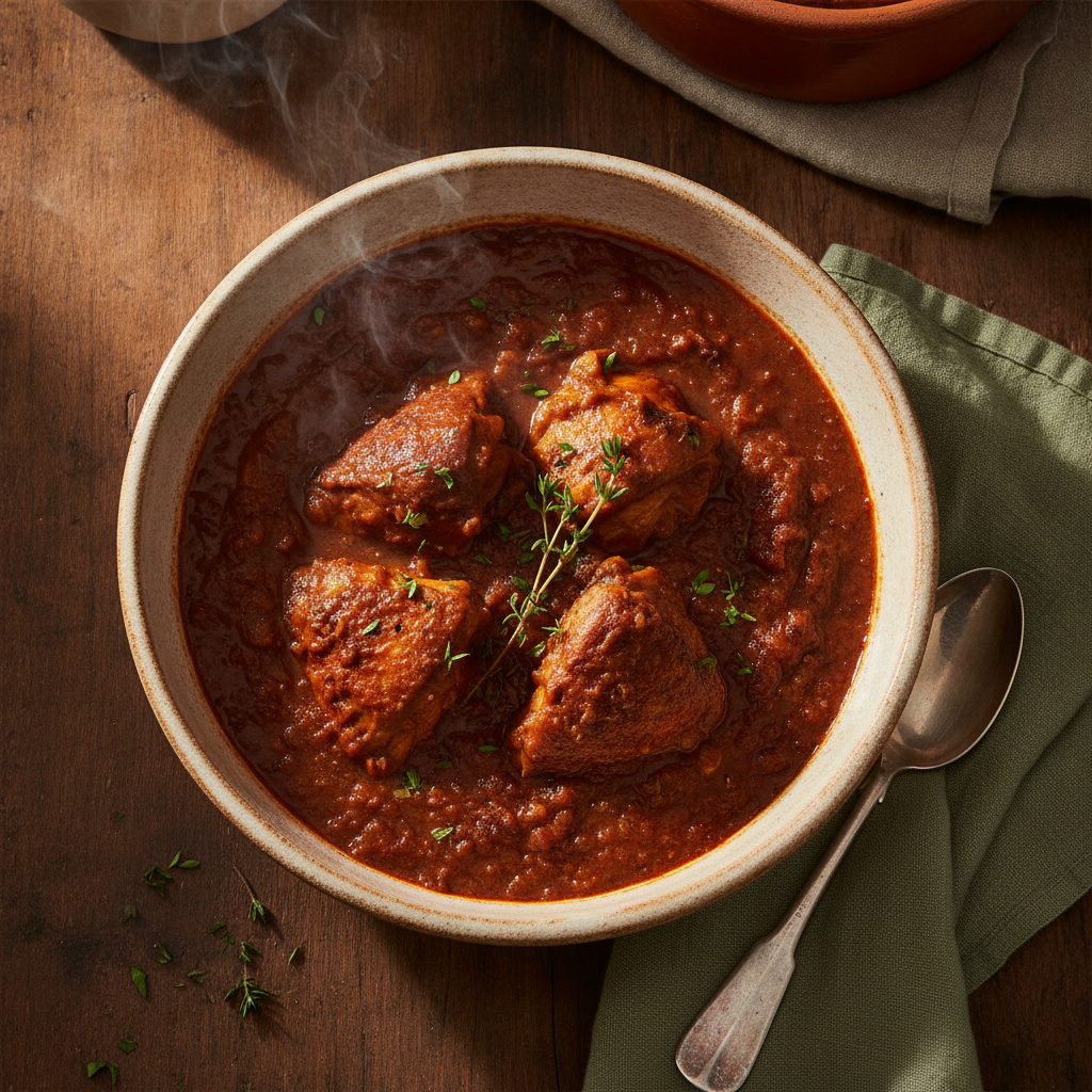 Pollastre amb Samfaina: Catalan Chicken in Roasted Vegetable Sauce