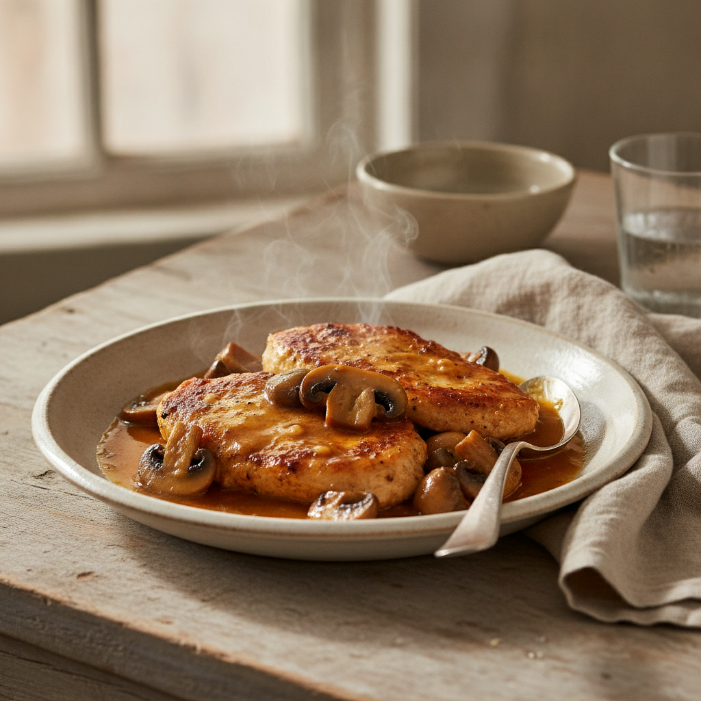 Pollo alla Marsala — Butter-Mounted Marsala, Mushrooms, Golden Chicken