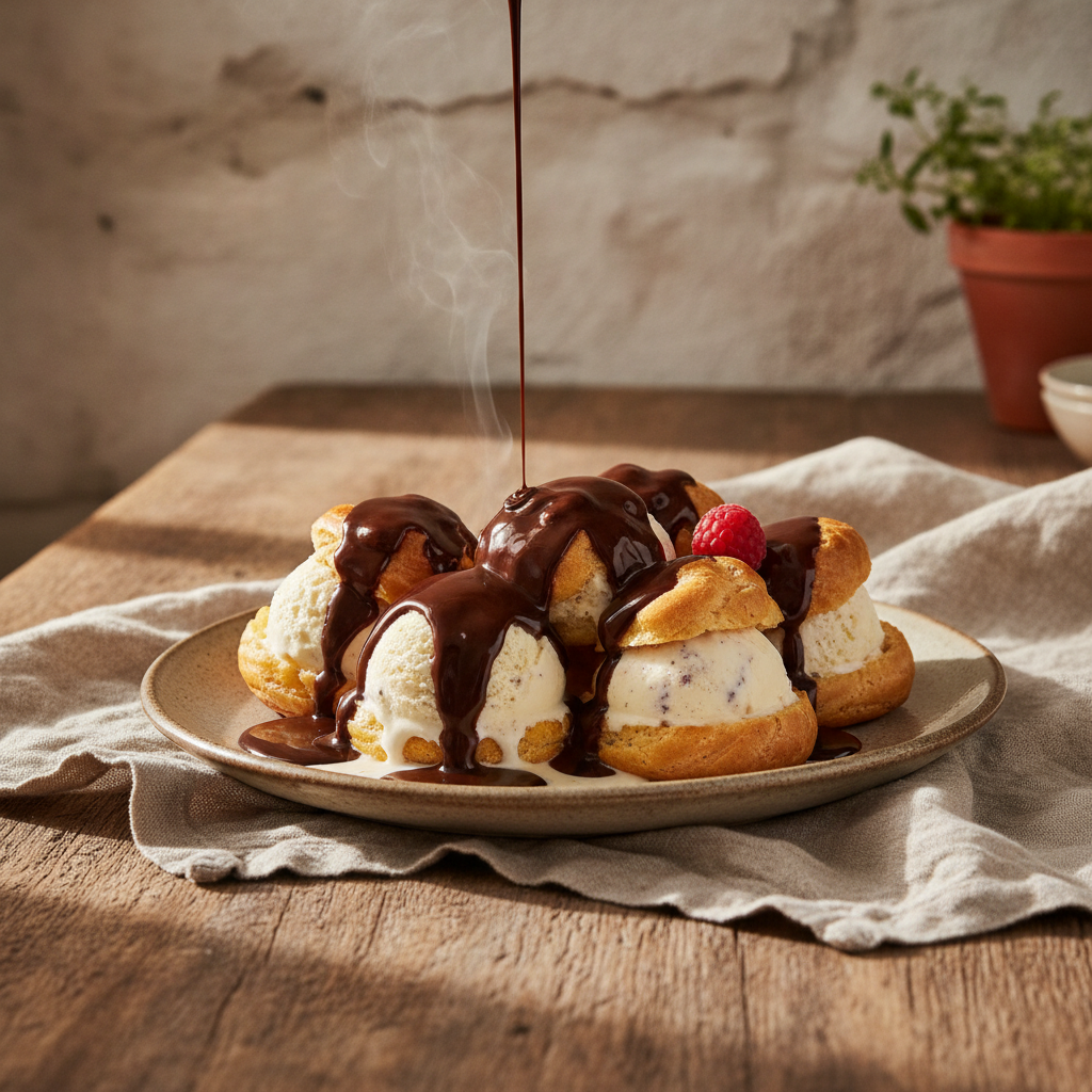 Choux Pastry Puffs with Ice Cream