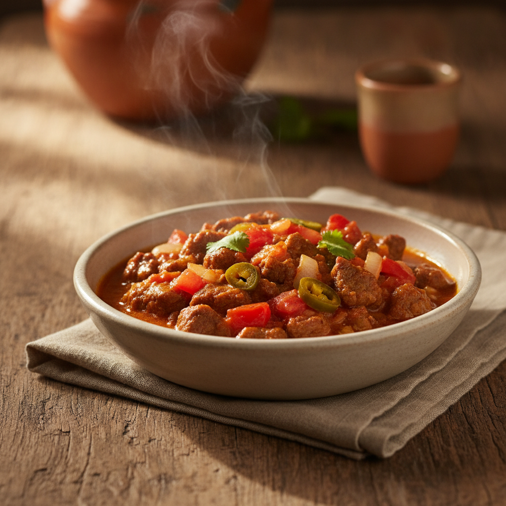 Puntas de Filete a la Mexicana: Beef Tips with Chiles and Tomatoes
