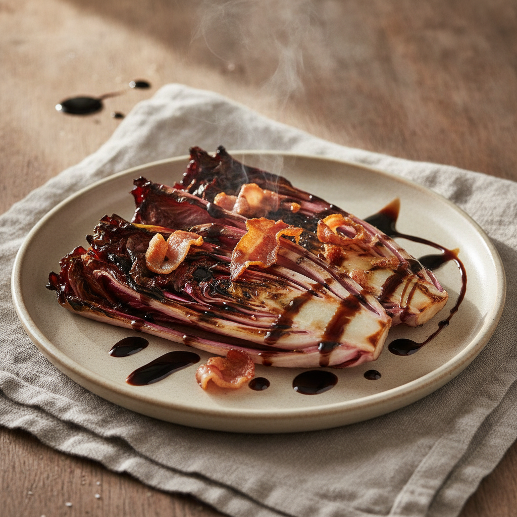 Grilled Tardivo Radicchio with Crispy Pancetta and Aged Balsamic