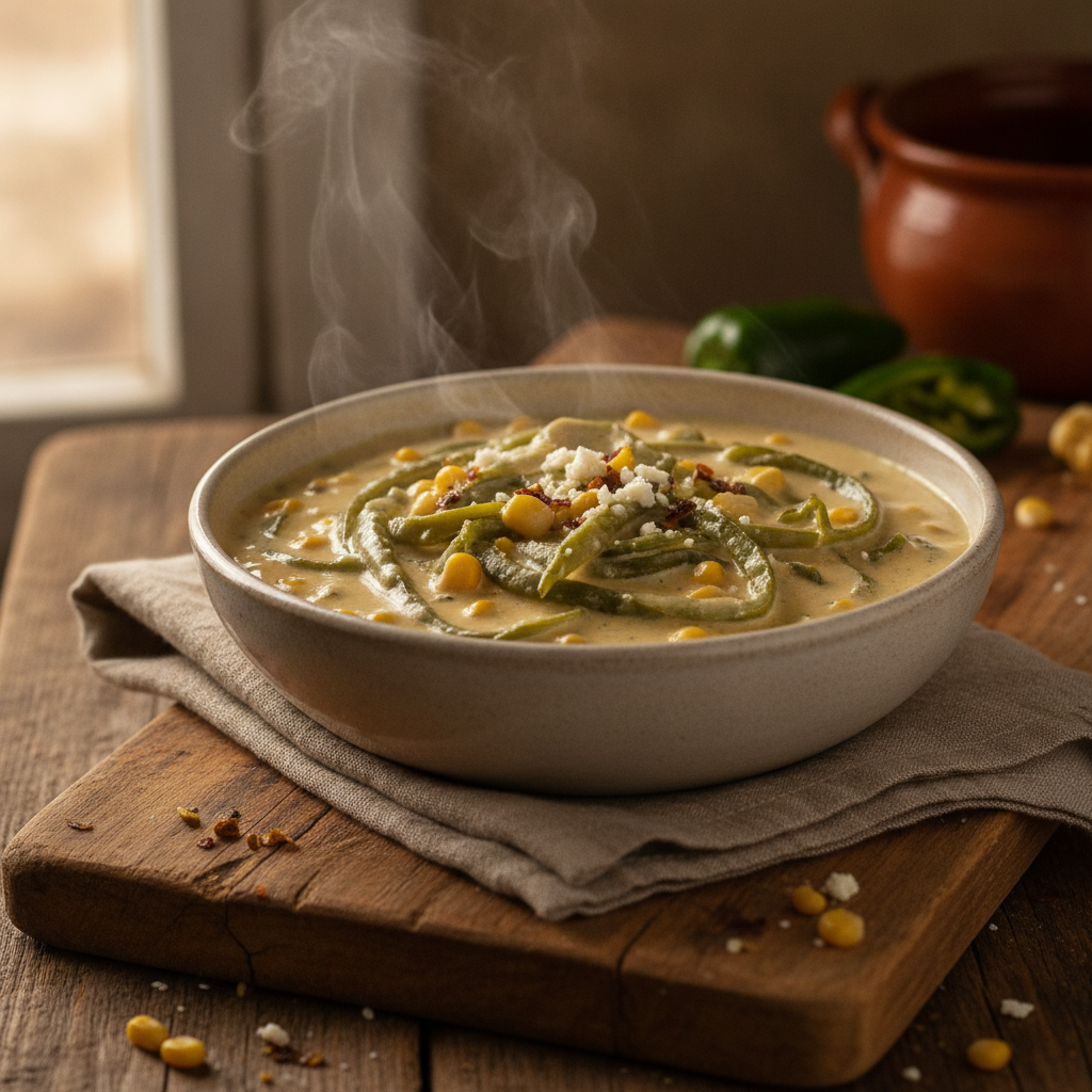 Rajas con Crema: Poblano Strips in Creamy Sauce