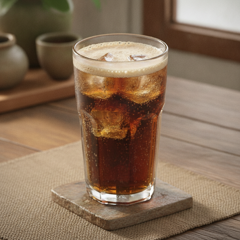 Refreshing German Spezi Drink, Cola and Orange Soda Mix