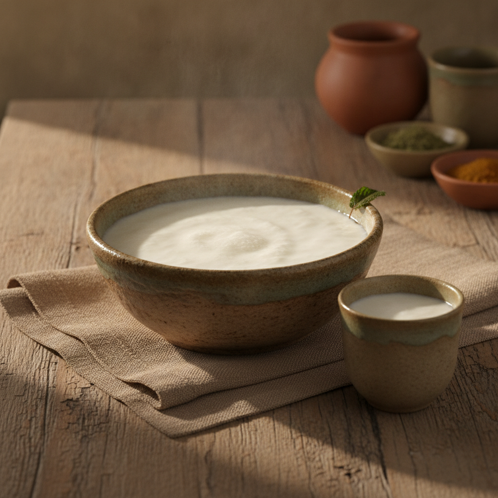 Traditional refreshing savory yogurt drink, lightly salted